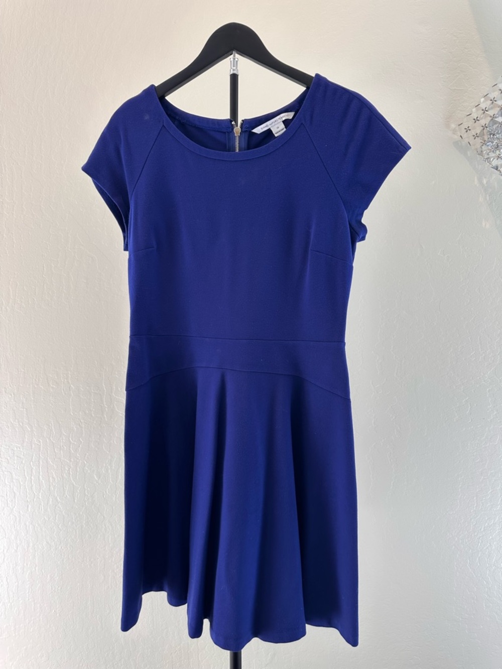 Diane Von Furstenberg Cobalt Blue Cap-Sleeve Fit & Flare Mini Dress